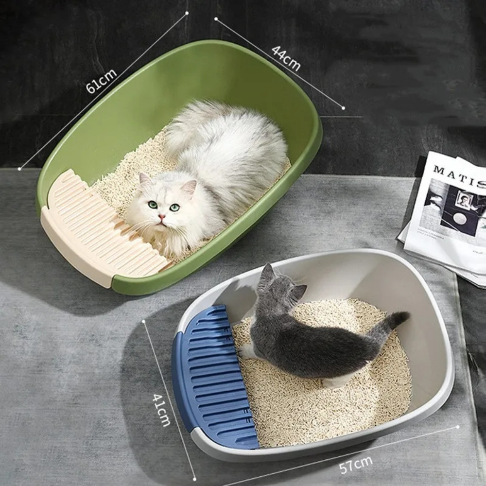 Caja de Arena Gris para Gatos + Pala