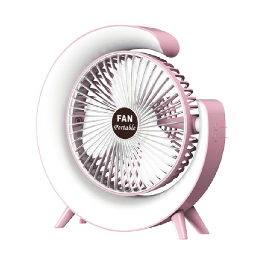 Ventilador Recargable Luz Led Rgb Giratorio 180° 4 Niveles
