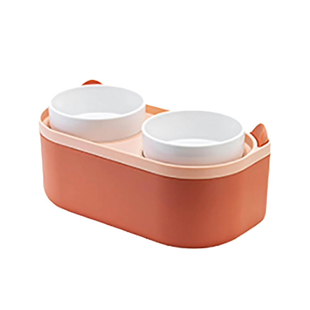 Plato Elevado Doble para Perros Gatos con Base