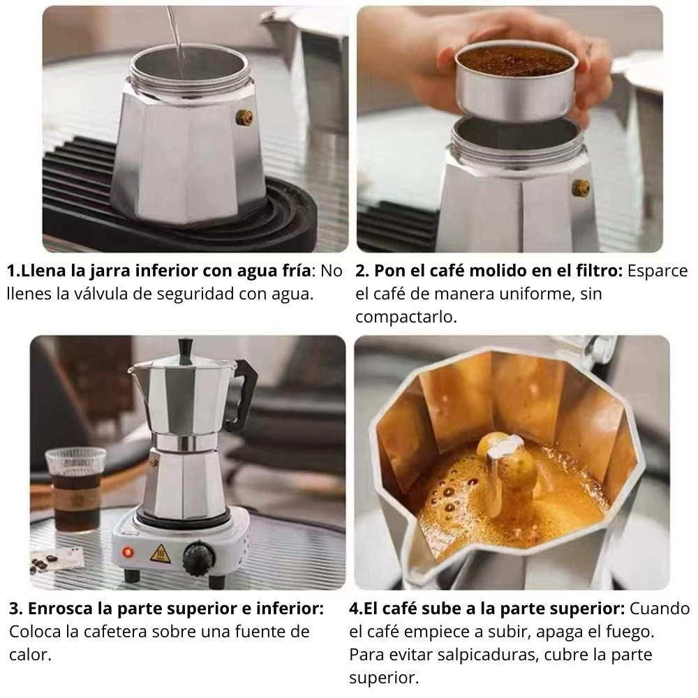 Cafetera clásica italiana y cubana