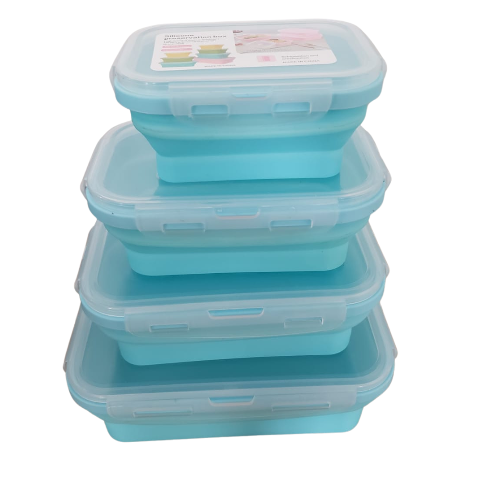 Juego de 4 Recipientes de Almacenamiento de Alimentos Silicona