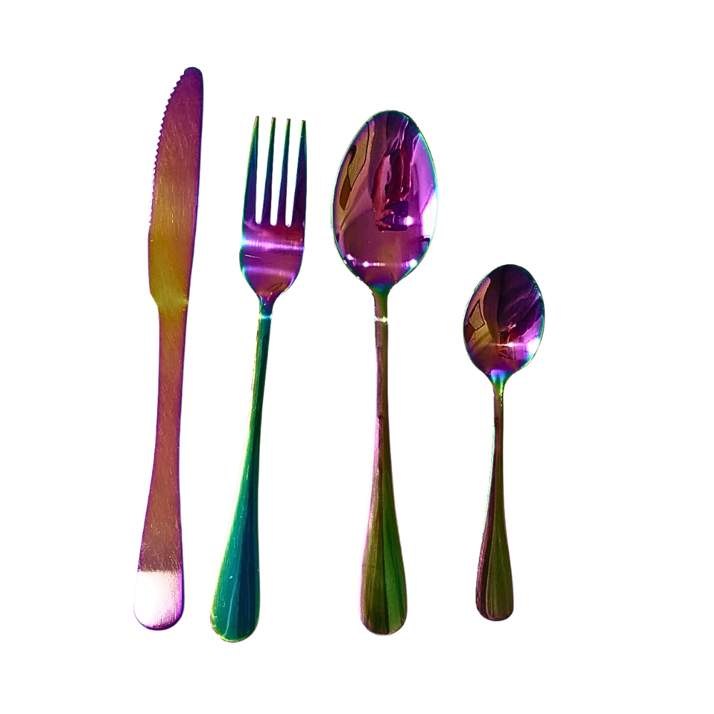 Set De Cubiertos 24 Piezas Con Soporte Acero Inoxidable