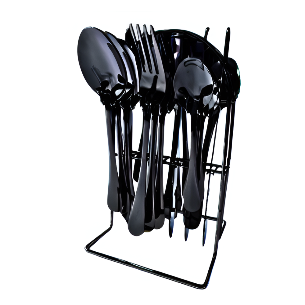 Set De Cubiertos 24 Piezas Con Soporte Acero Inoxidable