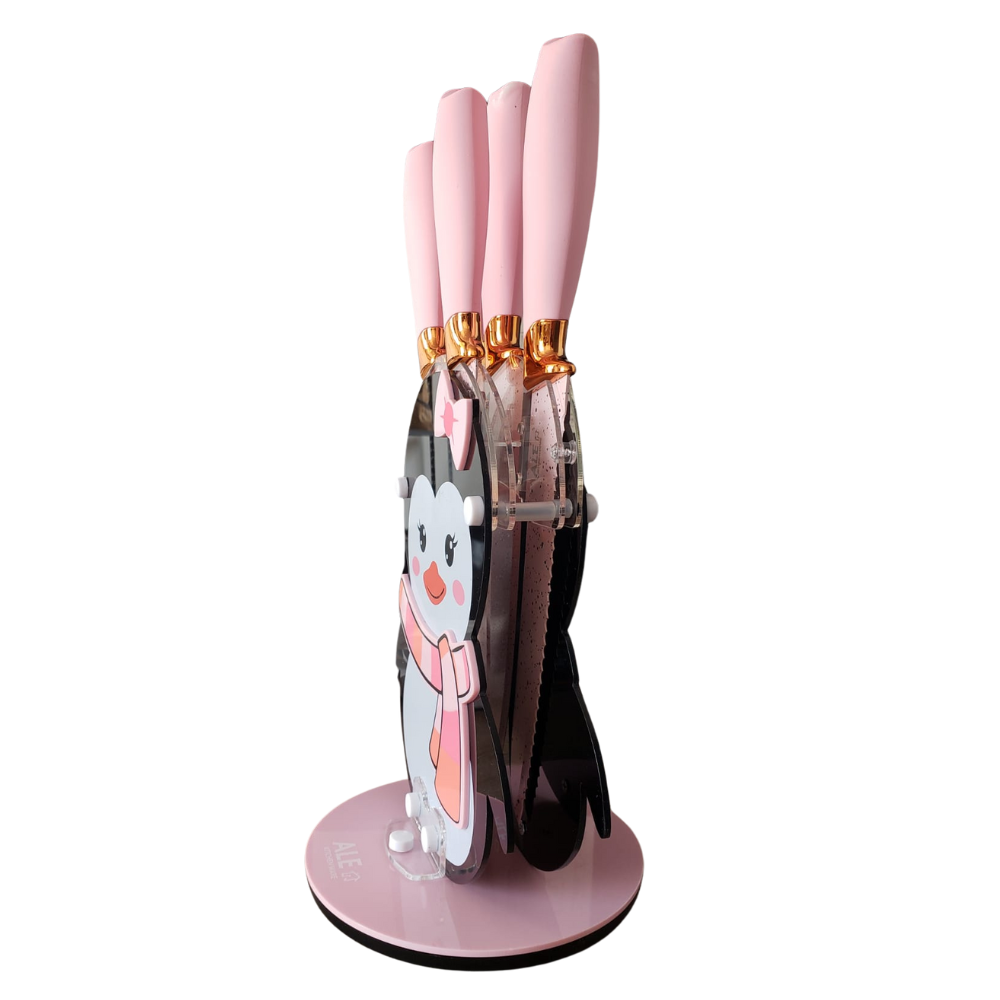 Set de Cuchillos Base Giratoria de Pinguina