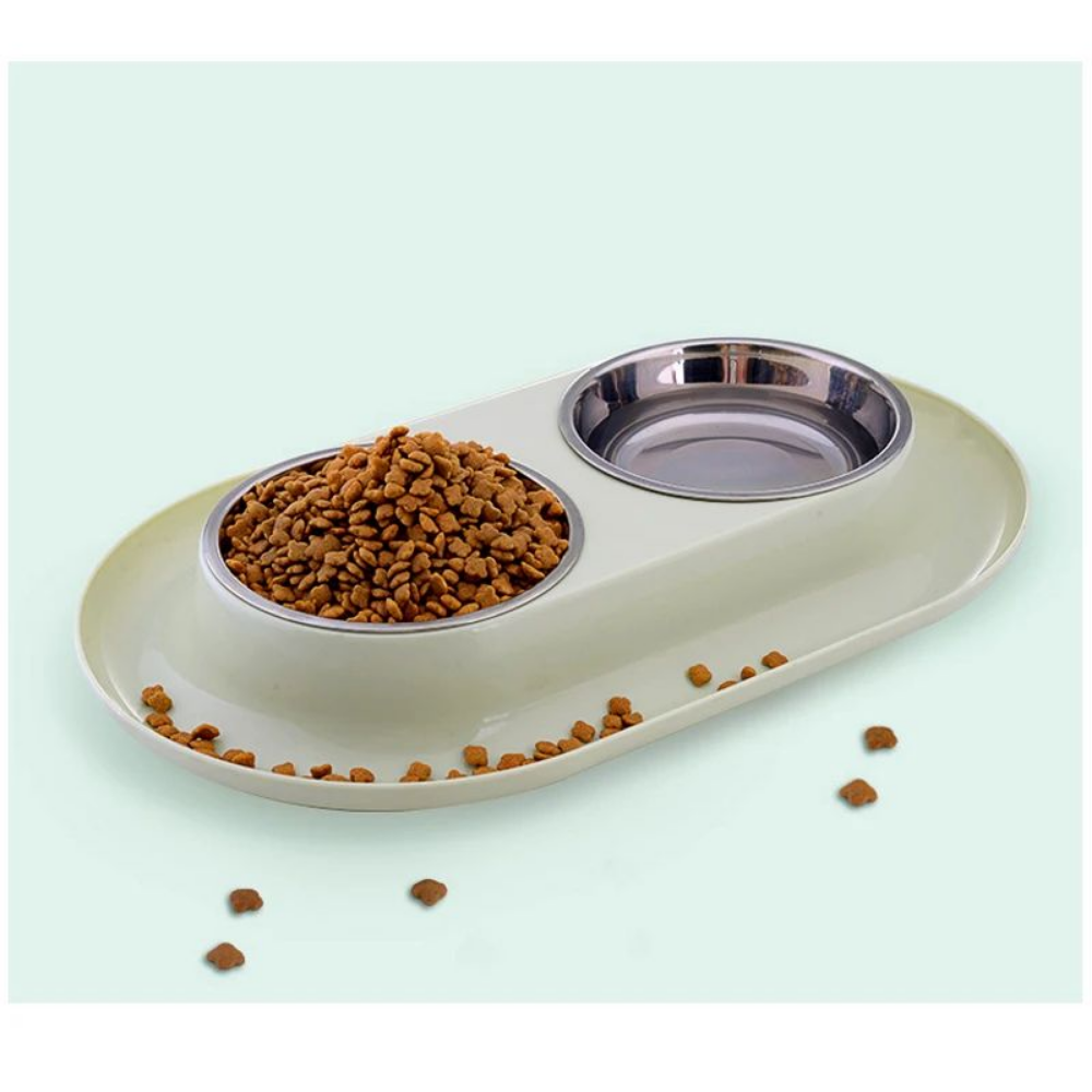 Plato Doble de Acero Inoxidable Antideslizante