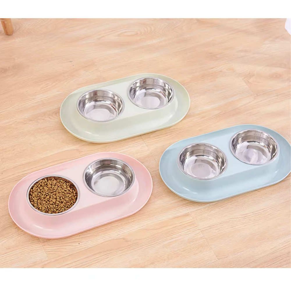 Plato Doble de Acero Inoxidable Antideslizante