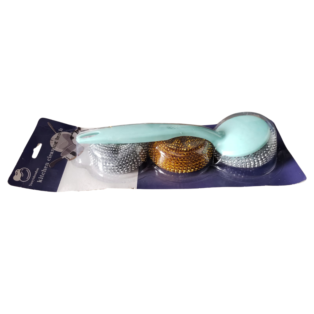 Cepillo de limpieza de platos con bola de alambre de acero inoxidable