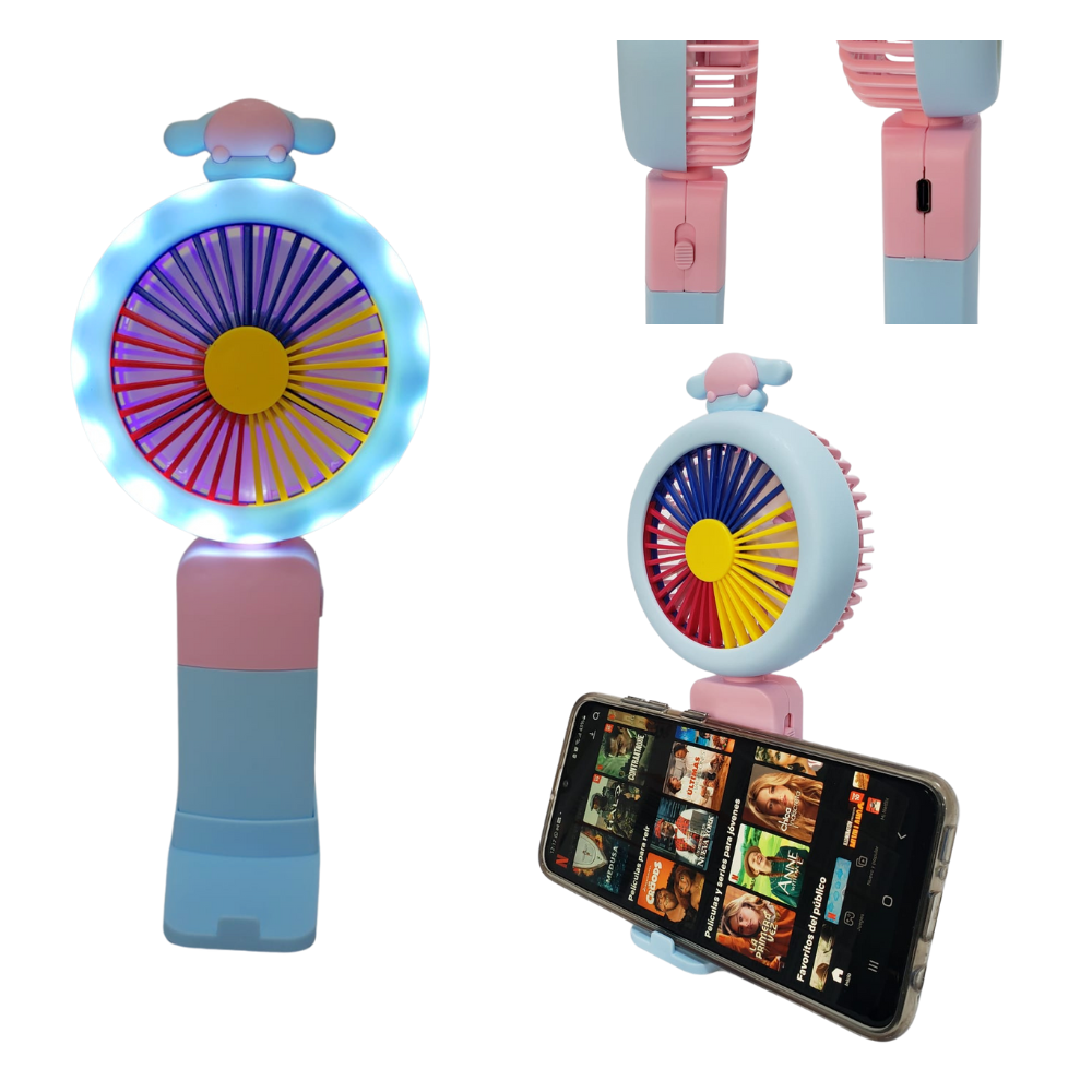 Mini Ventilador Led Con Soporte Para Celular