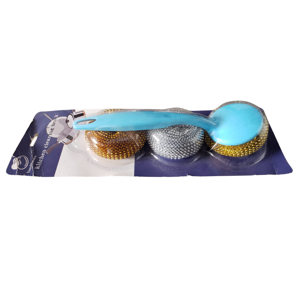 Cepillo de limpieza de platos con bola de alambre de acero inoxidable
