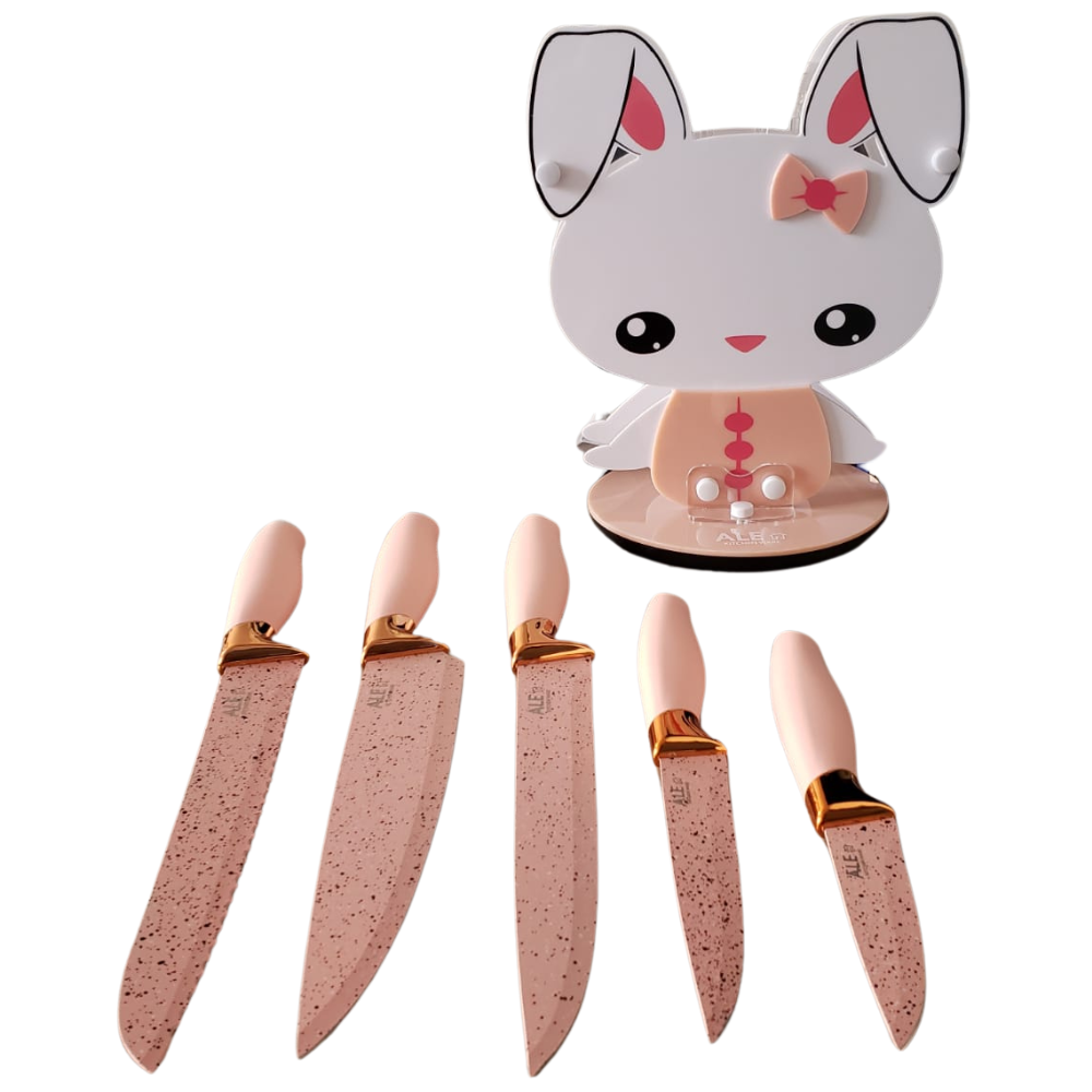 Set de Cuchillos Base Giratoria de Conejo