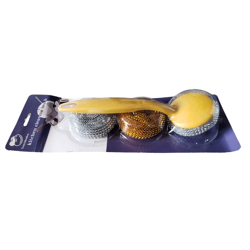 Cepillo de limpieza de platos con bola de alambre de acero inoxidable