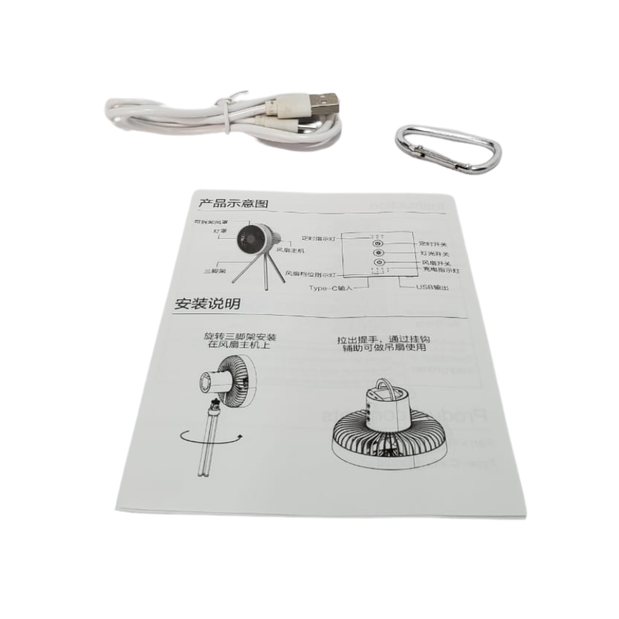 Ventilador Con Tripode Y Gancho Para Colgar Con Cable Usb