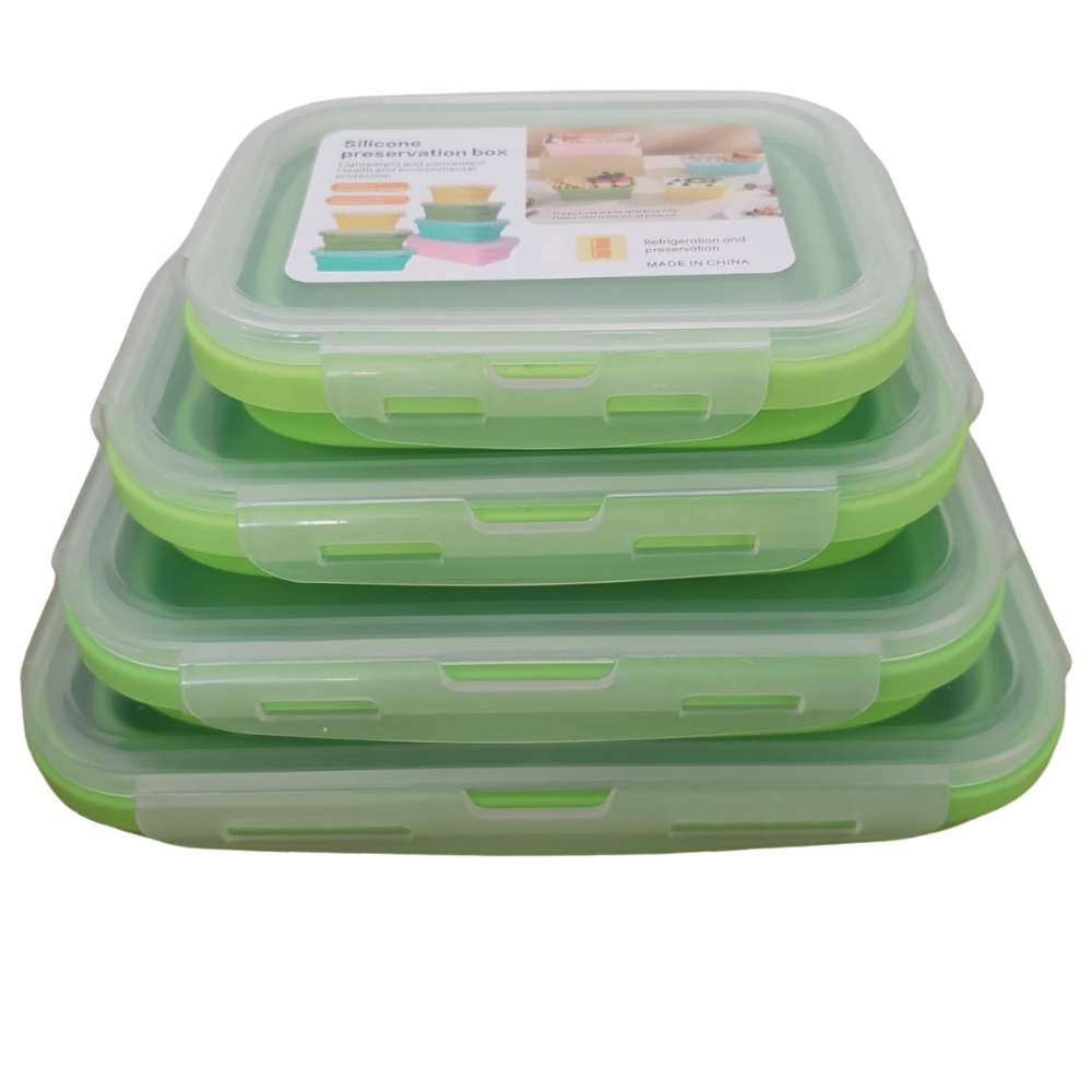 Juego de 4 Recipientes de Almacenamiento de Alimentos Silicona