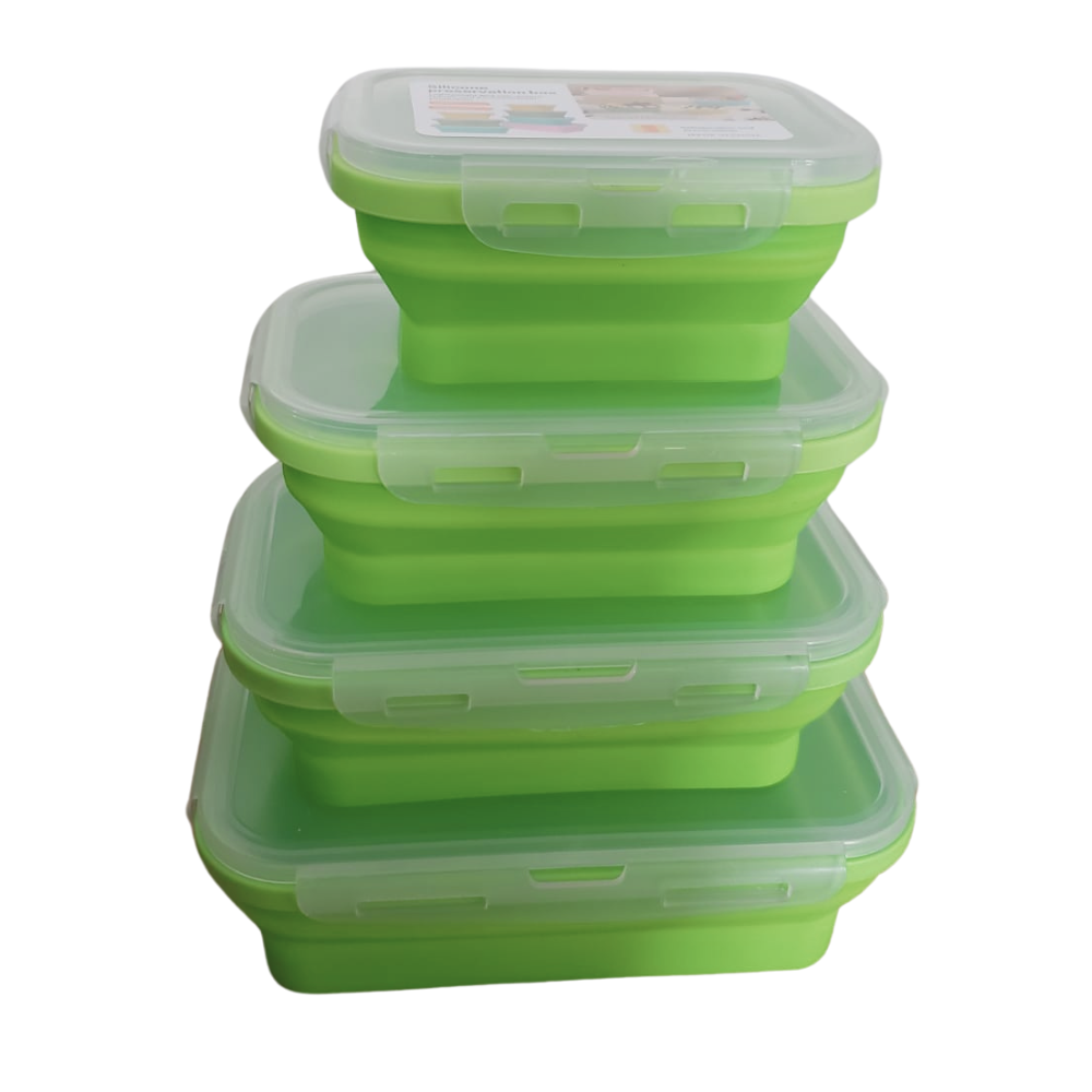 Juego de 4 Recipientes de Almacenamiento de Alimentos Silicona