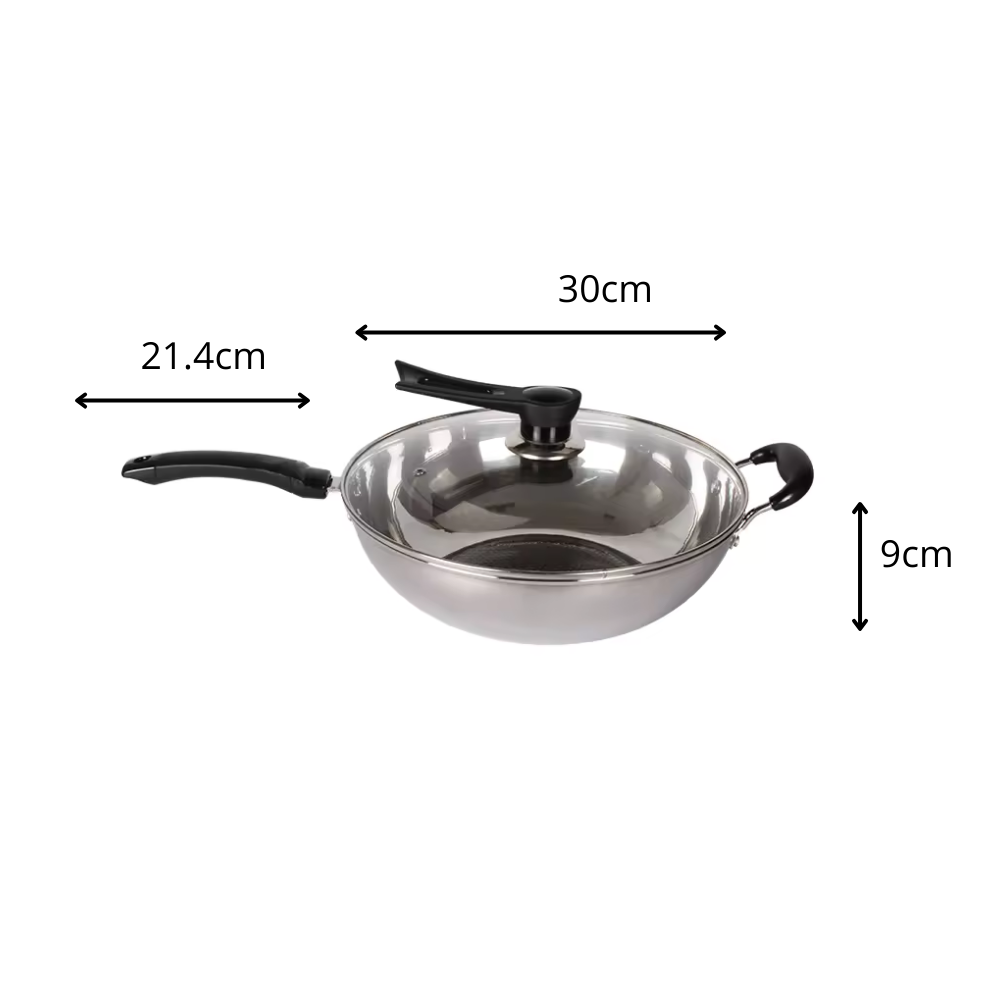 Wok Sartén Antiadherente Acero Inoxidable