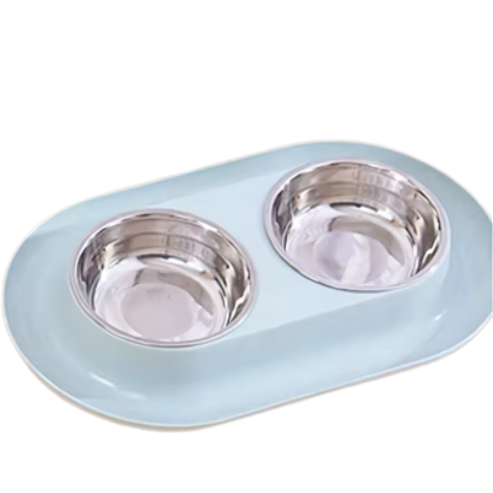 Plato Doble de Acero Inoxidable Antideslizante
