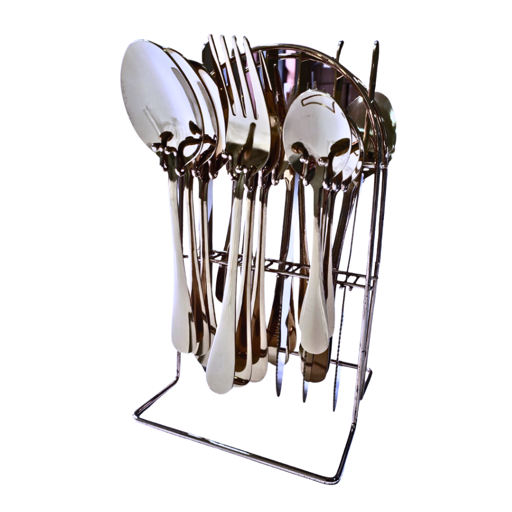 Set Cubiertos De Acero Inoxidable 24 Piezas Plateadas Utensilios Vajilla
