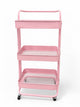 Carrito Organizador Metálico ROSA de 3 Niveles con Ruedas