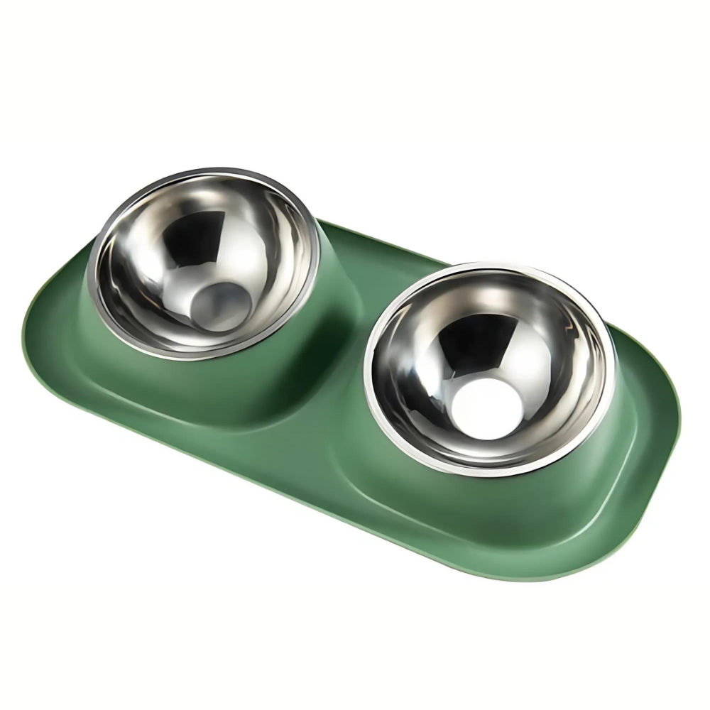 Plato Doble de Acero Inoxidable Antideslizante